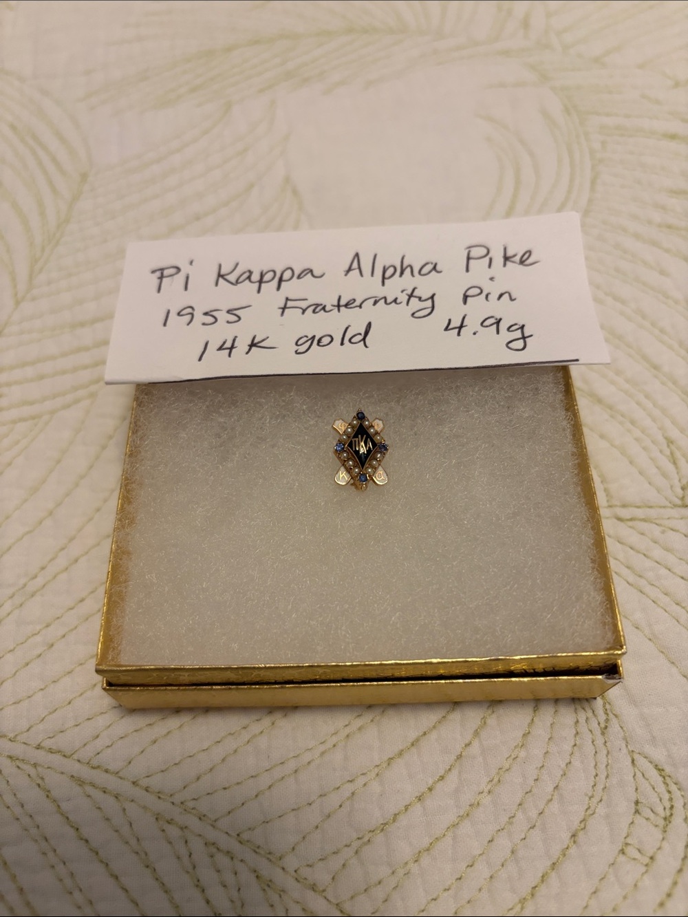 Pi Kappa Alpha 14K Gold Fraternity Pin in Gold and Black